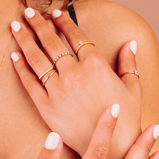 Stackable Initial Ring with Diamonds