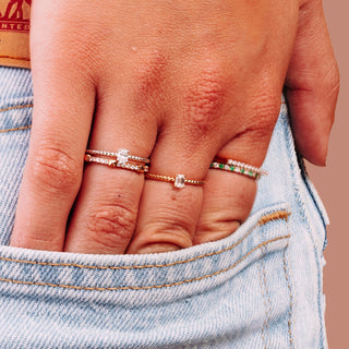 Eternity Stackable Ring with Diamonds & Emeralds