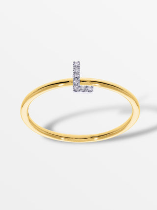 Stackable Initial Ring with Diamonds