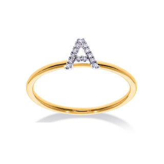 Stackable Initial Ring with Diamonds