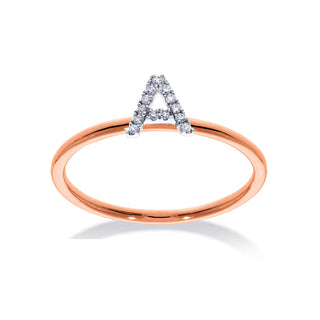Stackable Initial Ring with Diamonds