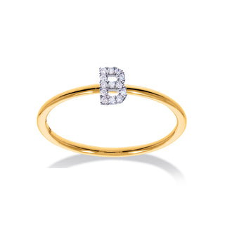 Stackable Initial Ring with Diamonds