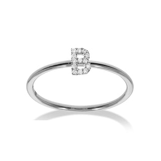 Stackable Initial Ring with Diamonds