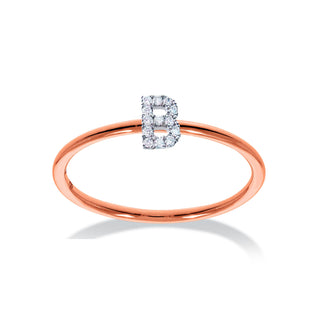 Stackable Initial Ring with Diamonds