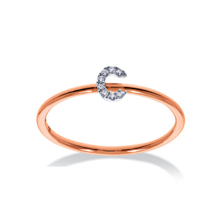 Stackable Initial Ring with Diamonds