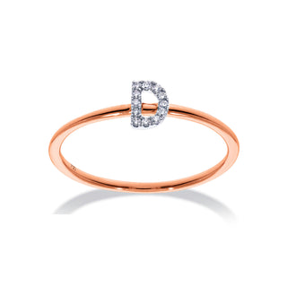 Stackable Initial Ring with Diamonds