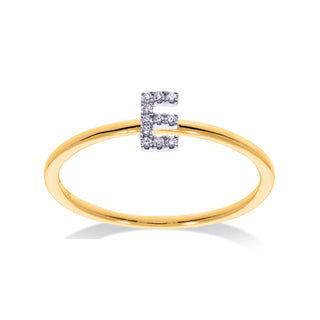 Stackable Initial Ring with Diamonds