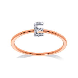 Stackable Initial Ring with Diamonds