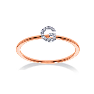 Stackable Initial Ring with Diamonds