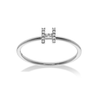 Stackable Initial Ring with Diamonds