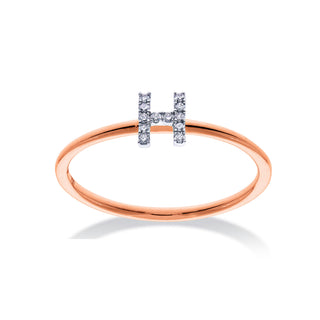 Stackable Initial Ring with Diamonds