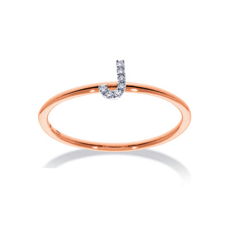Stackable Initial Ring with Diamonds