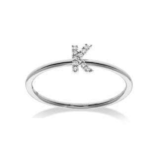 Stackable Initial Ring with Diamonds