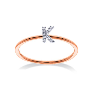 Stackable Initial Ring with Diamonds