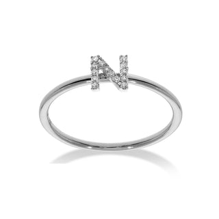 Stackable Initial Ring with Diamonds