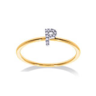 Stackable Initial Ring with Diamonds