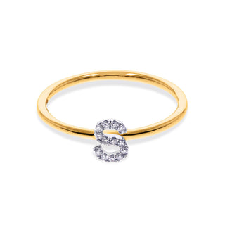 Stackable Initial Ring with Diamonds