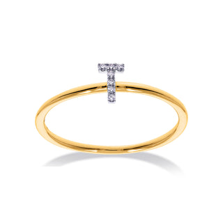 Stackable Initial Ring with Diamonds