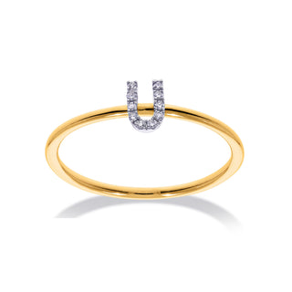 Stackable Initial Ring with Diamonds