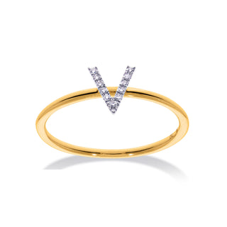 Stackable Initial Ring with Diamonds