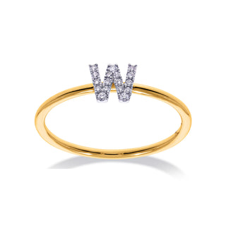 Stackable Initial Ring with Diamonds
