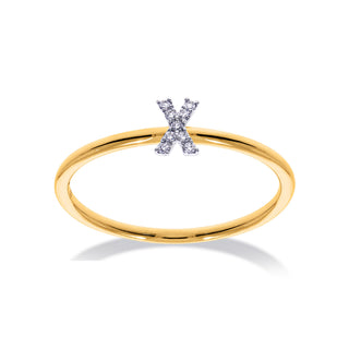 Stackable Initial Ring with Diamonds