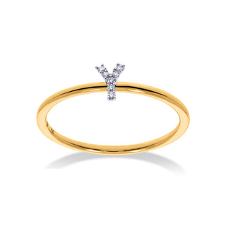Stackable Initial Ring with Diamonds