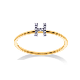 Stackable Initial Ring with Diamonds