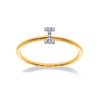 Stackable Initial Ring with Diamonds