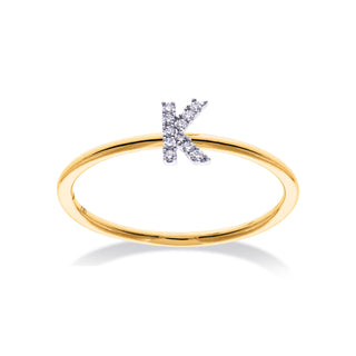 Stackable Initial Ring with Diamonds