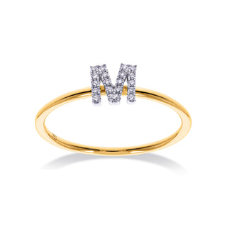 Stackable Initial Ring with Diamonds