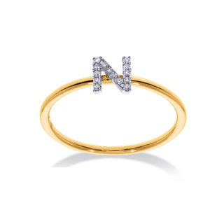 Stackable Initial Ring with Diamonds