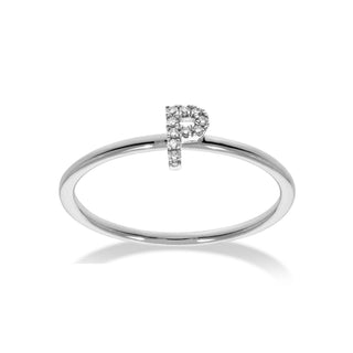 Stackable Initial Ring with Diamonds