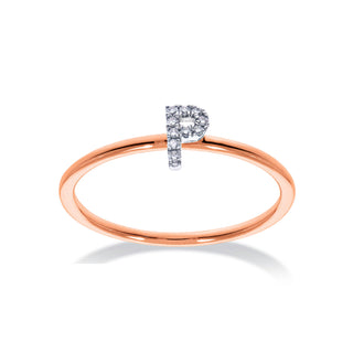 Stackable Initial Ring with Diamonds