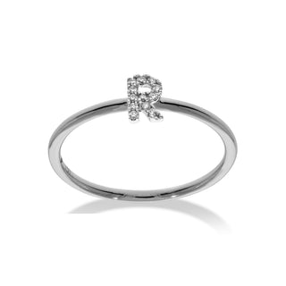 Stackable Initial Ring with Diamonds