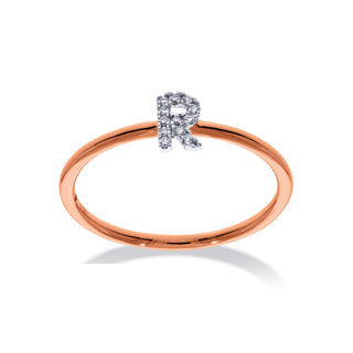 Stackable Initial Ring with Diamonds