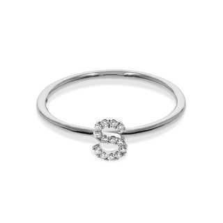 Stackable Initial Ring with Diamonds