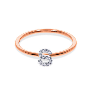 Stackable Initial Ring with Diamonds