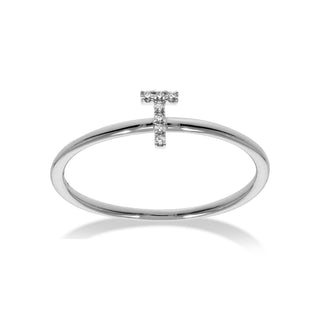 Stackable Initial Ring with Diamonds
