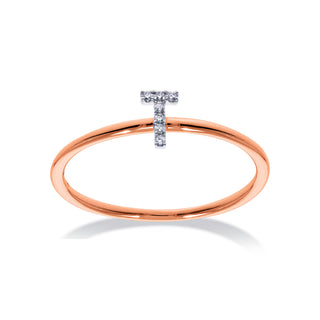 Stackable Initial Ring with Diamonds