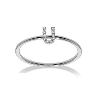 Stackable Initial Ring with Diamonds