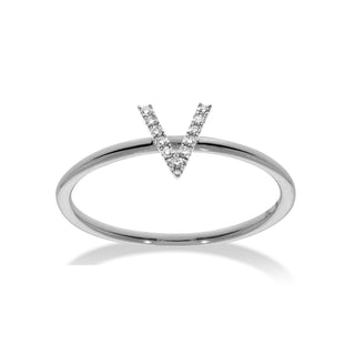 Stackable Initial Ring with Diamonds