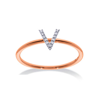 Stackable Initial Ring with Diamonds