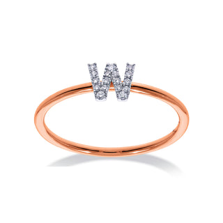 Stackable Initial Ring with Diamonds