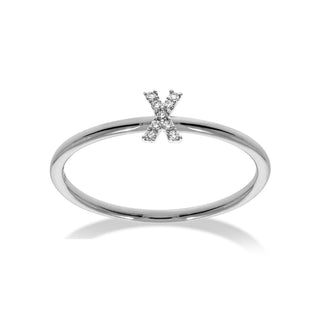 Stackable Initial Ring with Diamonds