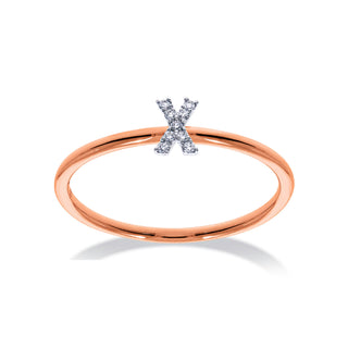 Stackable Initial Ring with Diamonds