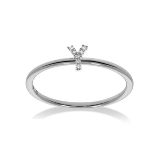 Stackable Initial Ring with Diamonds