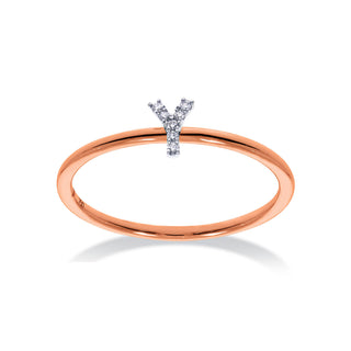 Stackable Initial Ring with Diamonds