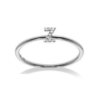 Stackable Initial Ring with Diamonds