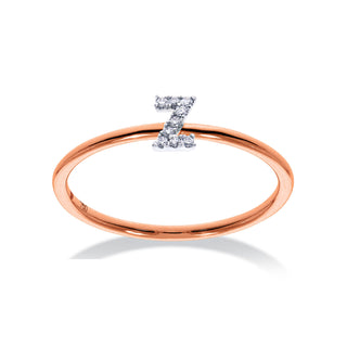 Stackable Initial Ring with Diamonds